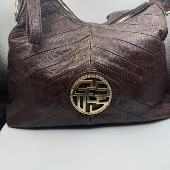 Guess Large Brown Leather Shoulder Bag - Picture 1 of 7